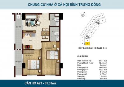 Bán Chung Cư Bluesky tower Q2, Liền Kề GLobal, Giá Sốc. Căn Góc tầng đẹp 2PN 2WC 2,4 tỷ, 66m2