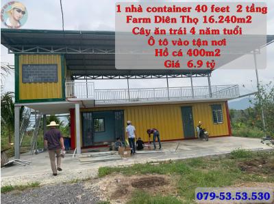 Bán Farm Nghỉ Dưỡng 16.240m² Diên Thọ, Diên Khánh – Có Nhà Container 2 Tầng, Hồ Cá 400m², Cây Trái