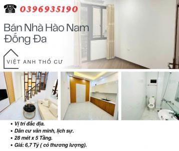 Bán nhà Hào Nam Đống Đa, Vị Trí Đắc Địa, Dân Cư Văn Minh, 28mx5T,  Giá: 6,7 Tỷ, Lh: 0396935190.