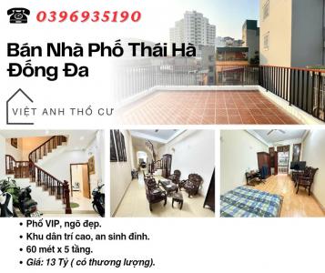 Bán nhà Phố Thái Hà, Nhà Phố Vip, Khu Dân Trí Cao, 60mx5T, Giá: 13 Tỷ, Lh: 0396935190.