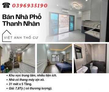 Bán nhà phố Thanh Nhàn, Sổ Chính Chủ Nở Hậu, Nhà Mới Đẹp, 31mx5T, Giá: 7.8 Tỷ, Lh: 0396935190.