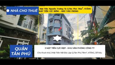 Cho thuê nhà 2 Mặt Tiền NB Độc Lập Q.Tân Phú 78m², 5TẦNG, 35Triệu