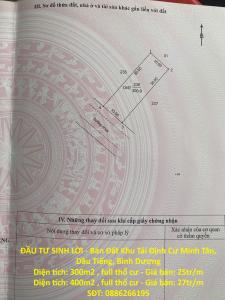 ĐẦU TƯ SINH LỜI - Bán Đất Khu Tái Định Cư Minh Tân, Dầu Tiếng, Bình Dương