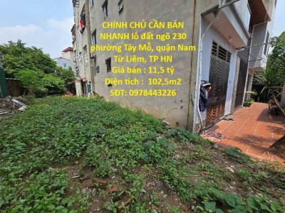 ĐẤT VỊ TRÍ ĐẸP- GIÁ TỐT CHÍNH CHỦ CẦN BÁN NHANH lô đất ngõ 230 Tây Mỗ, quận Nam Từ Liêm, HN