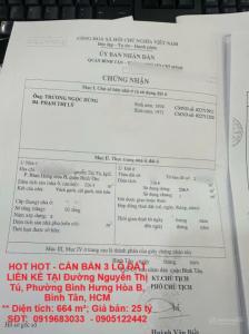 HOT HOT - CẦN BÁN 3 LÔ ĐẤT LIỀN KỀ TẠI Đường Nguyễn Thị Tú, Phường Bình Hưng Hòa B, Bình Tân, HCM