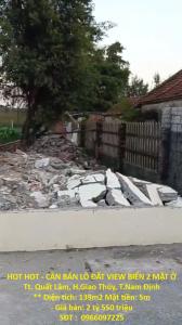 HOT HOT - CẦN BÁN LÔ ĐẤT VIEW BIỂN 2 MẶT Ở Tt. Quất Lâm, H.Giao Thủy, T.Nam Định