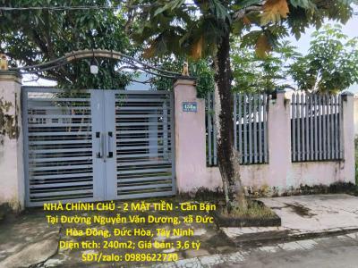 NHÀ CHÍNH CHỦ - 2 MẶT TIỀN - Bán Tại Đường Nguyễn Văn Dương, xã Đức Hòa Đông, Đức Hòa, Tây Ninh